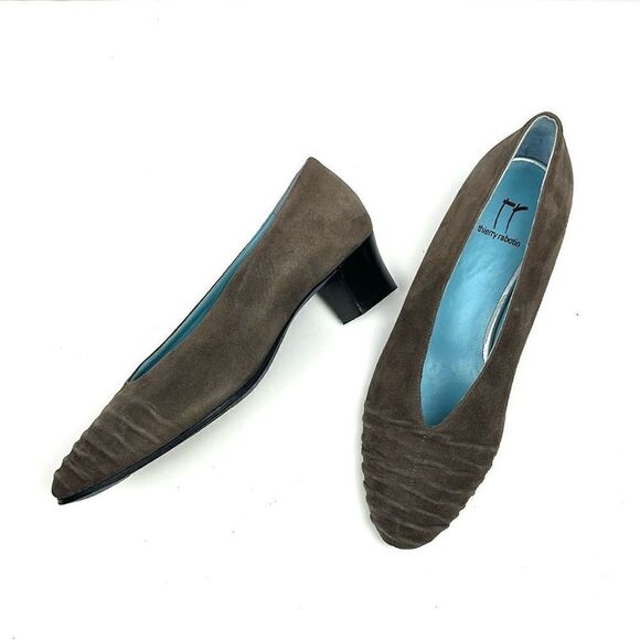 THIERRY RABOTIN Taupe Suede Ruched Front Pumps EUR 37 US 6,5 - Picture 1 of 16